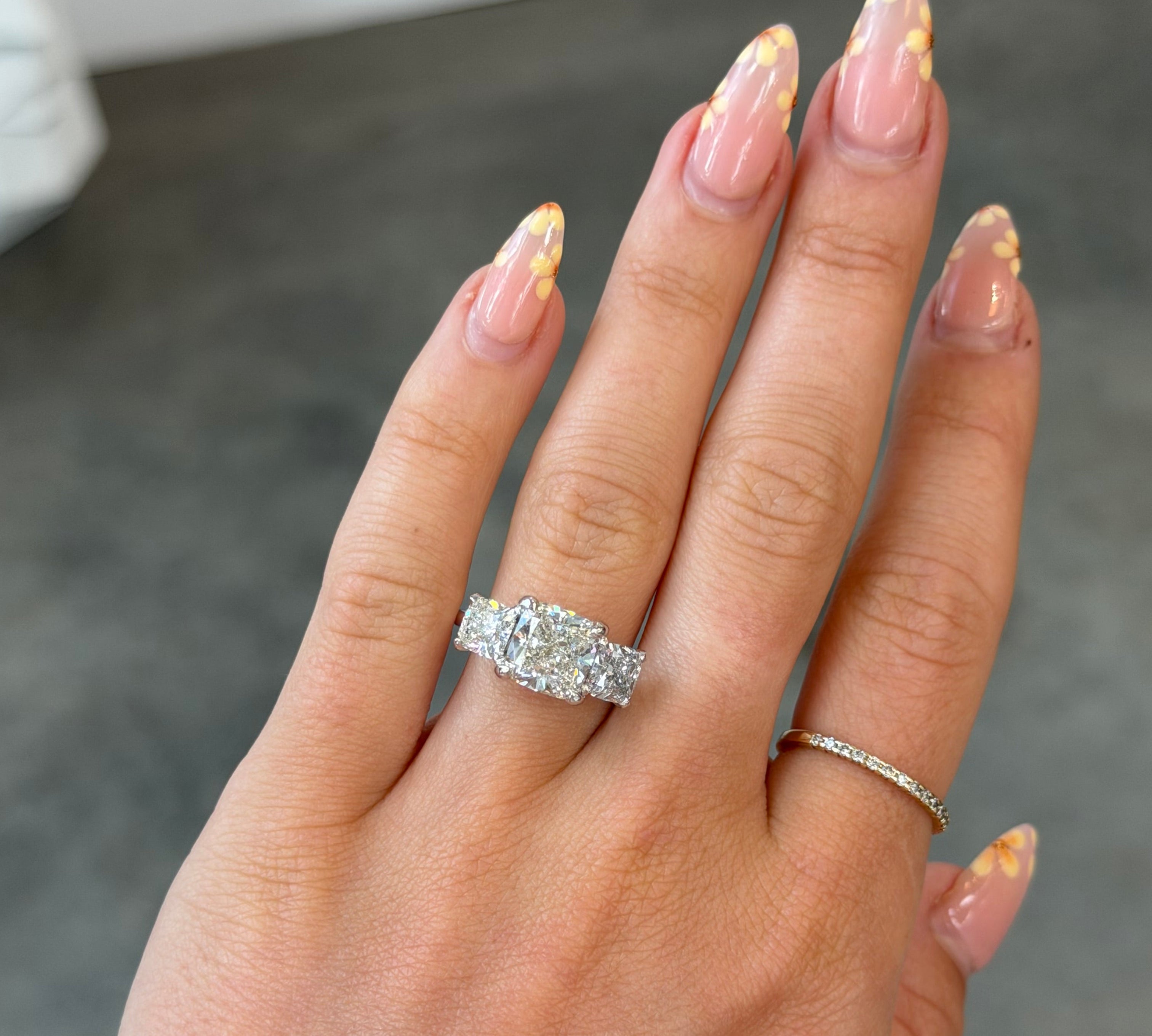 5.19TCW 3 Stone Diamond Ring