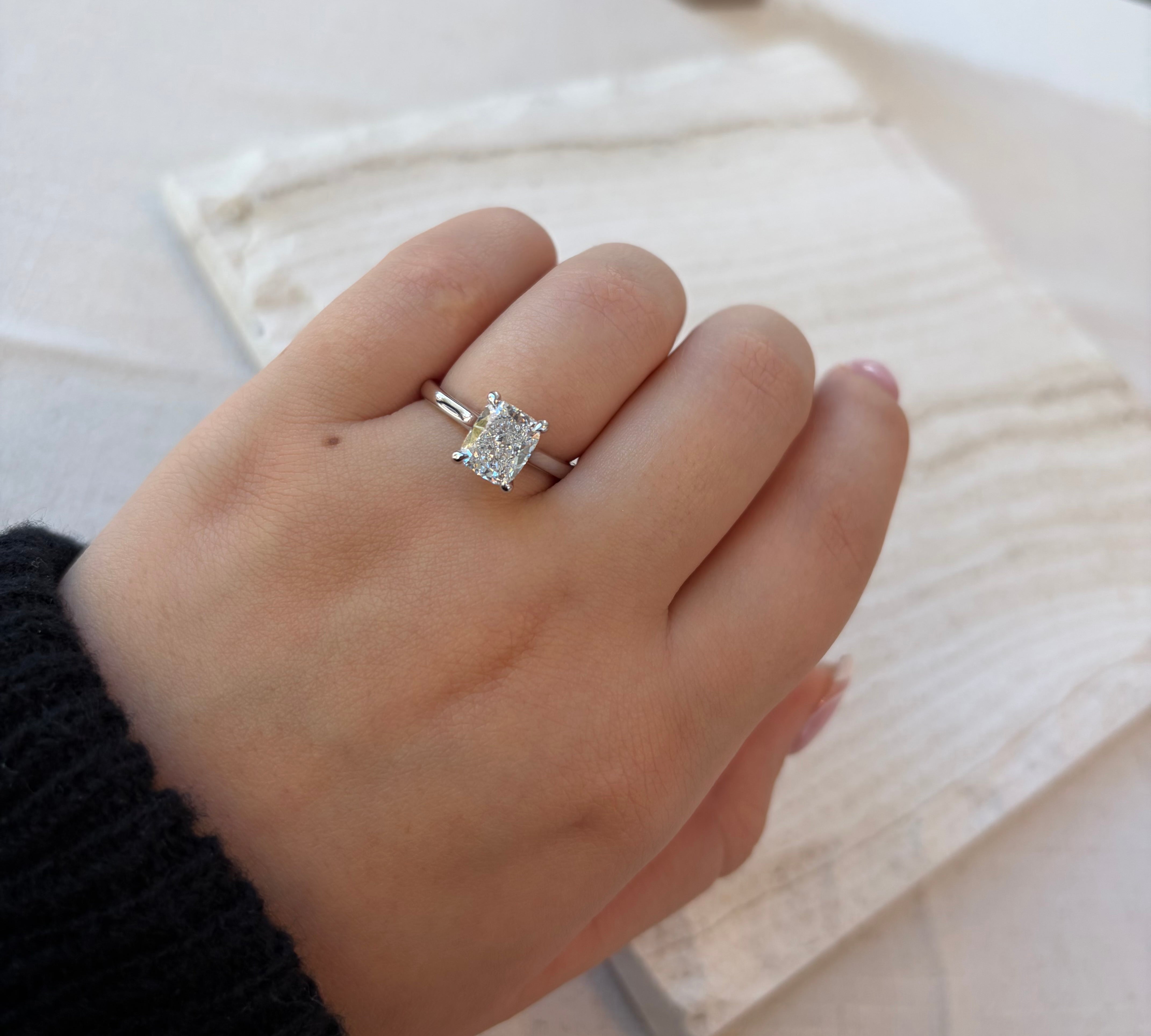 2.07 Elongated Cushion Lab Grown Diamond Ring by Noam Carver