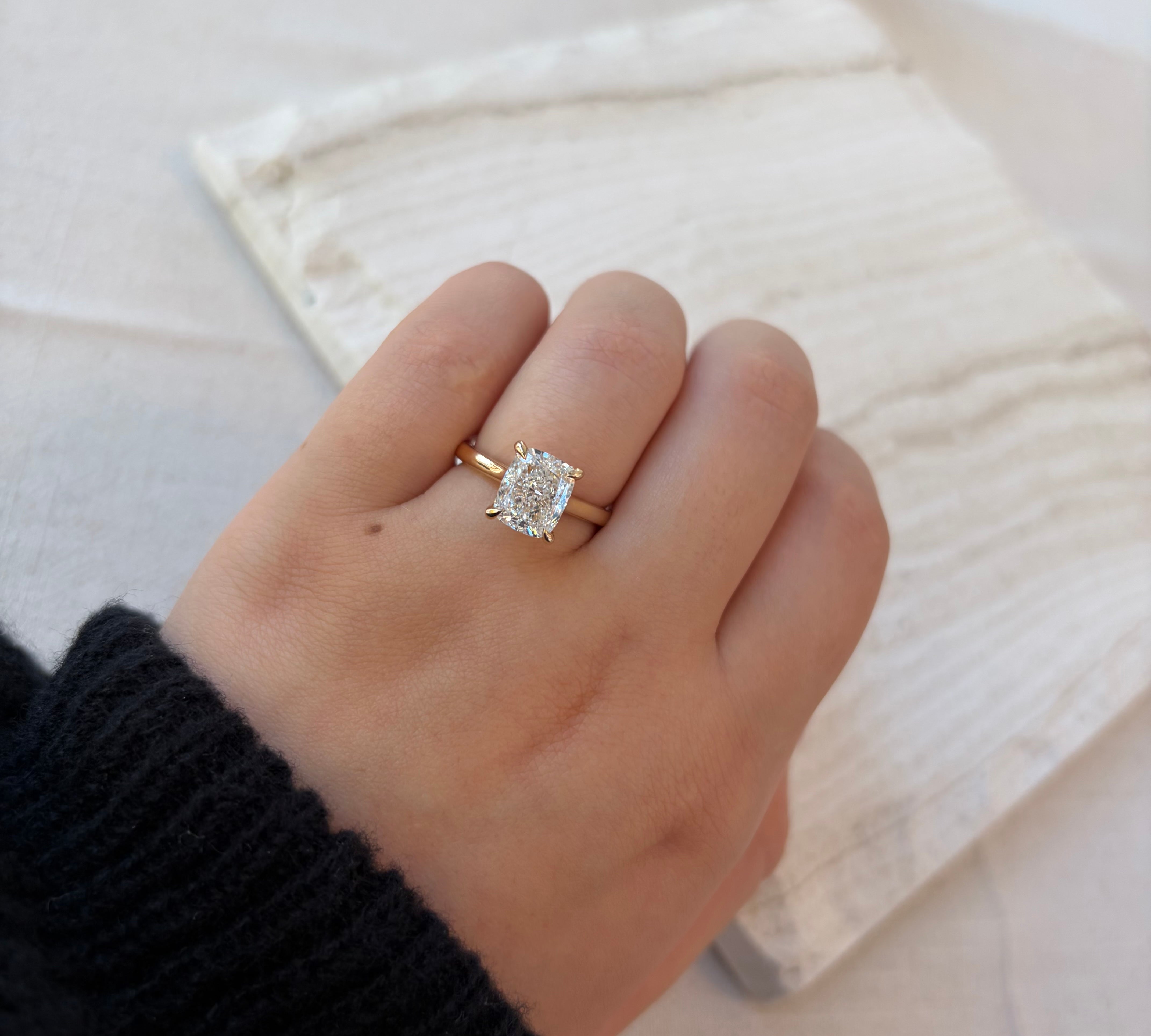 3.07TCW Elongated Cushion Lab Grown Diamond Ring by Noam Carver