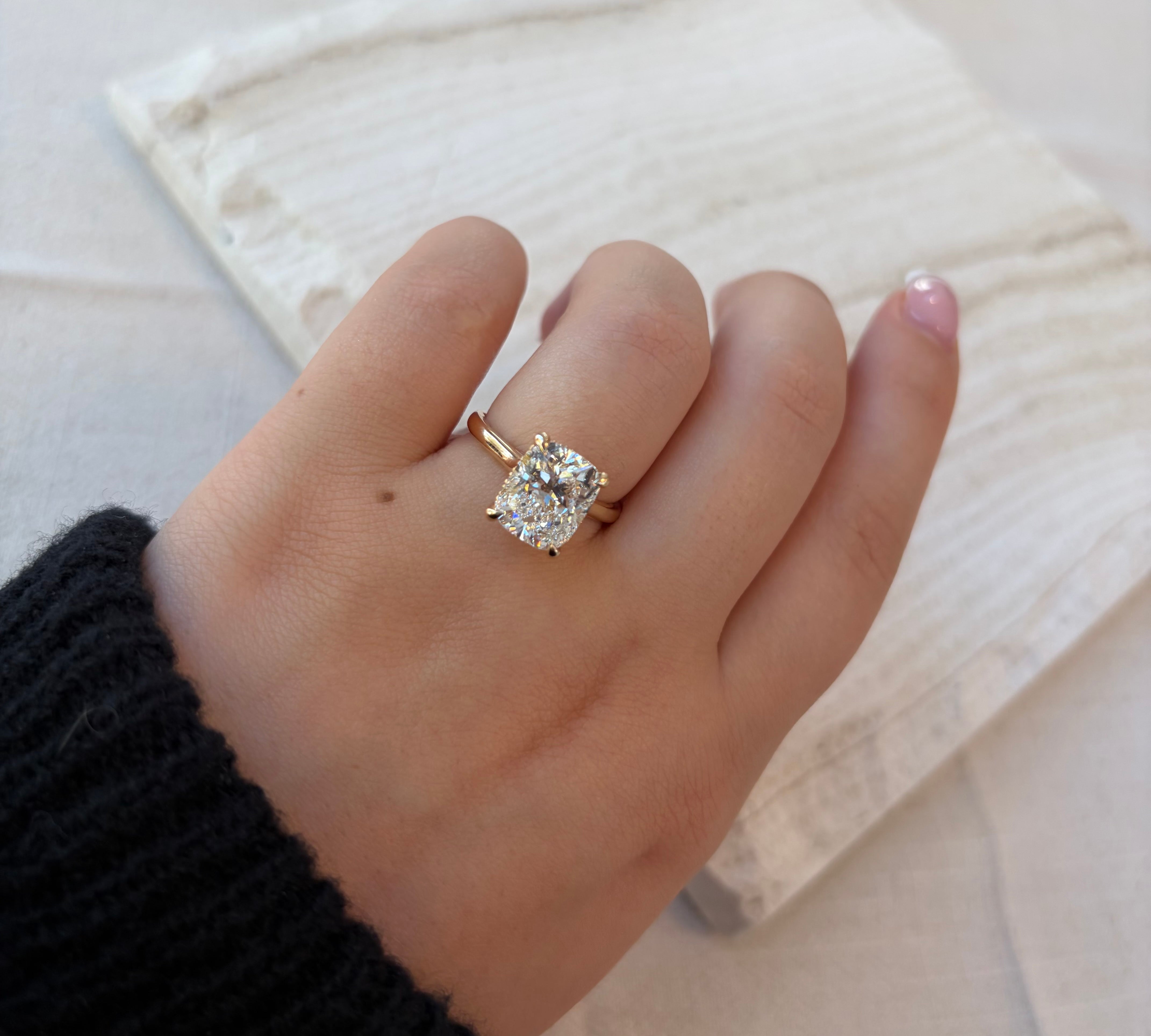 4.07TCW Elongated Cushion Lab Grown Diamond Ring by Noam Carver