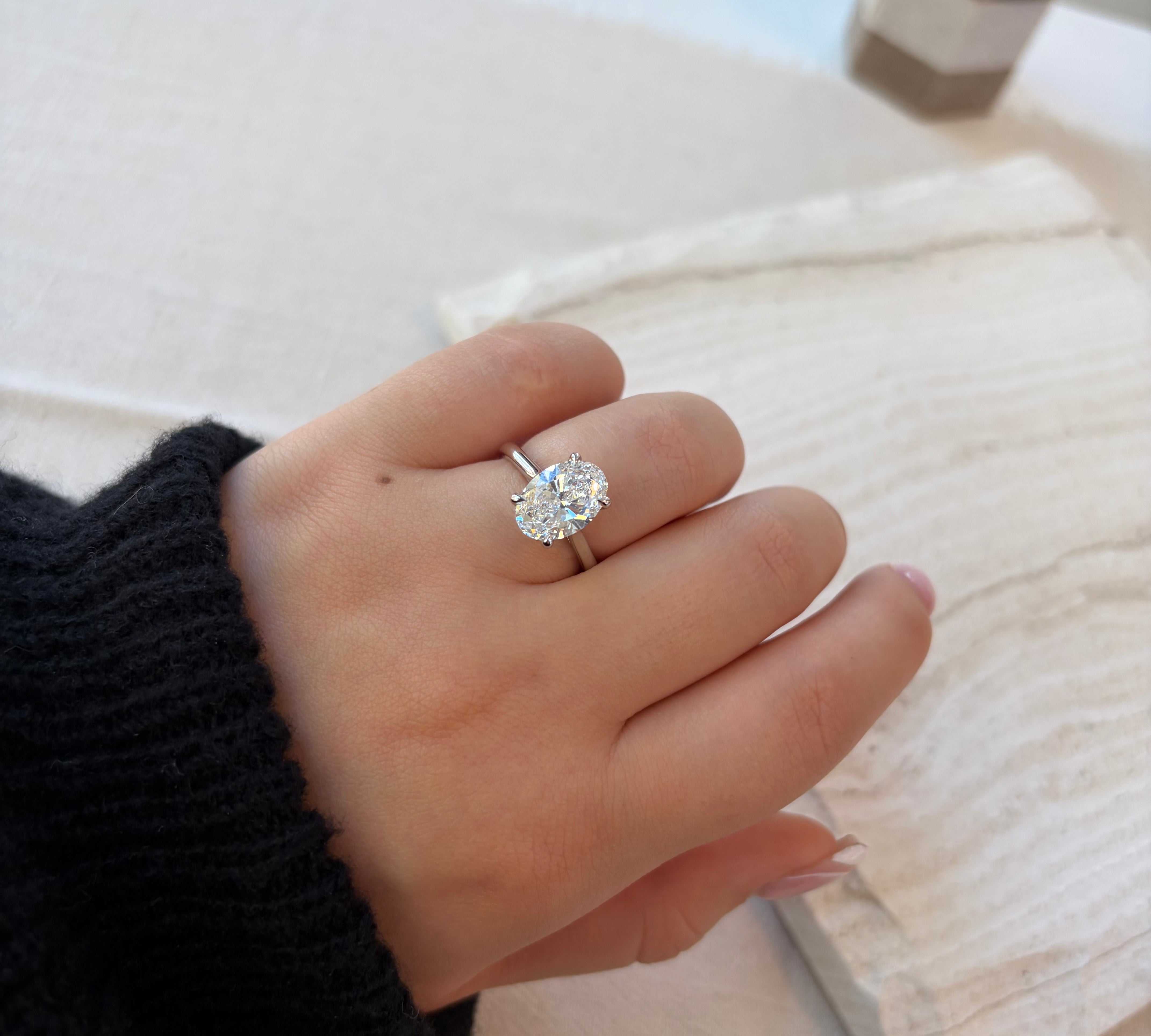 3.07TCW Oval Lab Grown Diamond Ring by Noam Carver