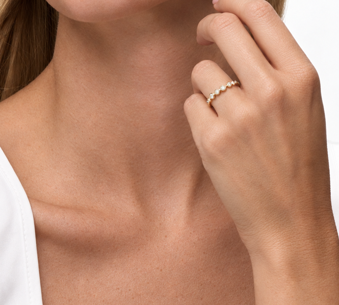 Curved Bezel Set Diamond Band by Shy Creation