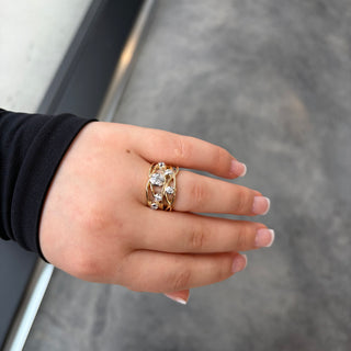 Bezel Set Scattered Diamond Wide Ring