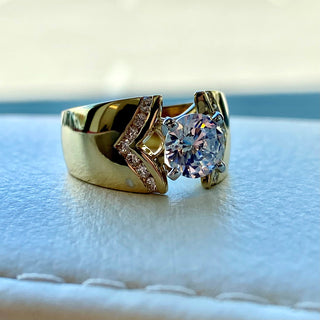 Wide Chevron Diamond Ring Setting