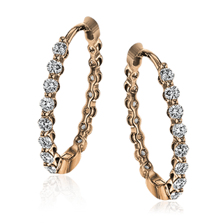 Rose Gold Diamond Hoops by Simon G