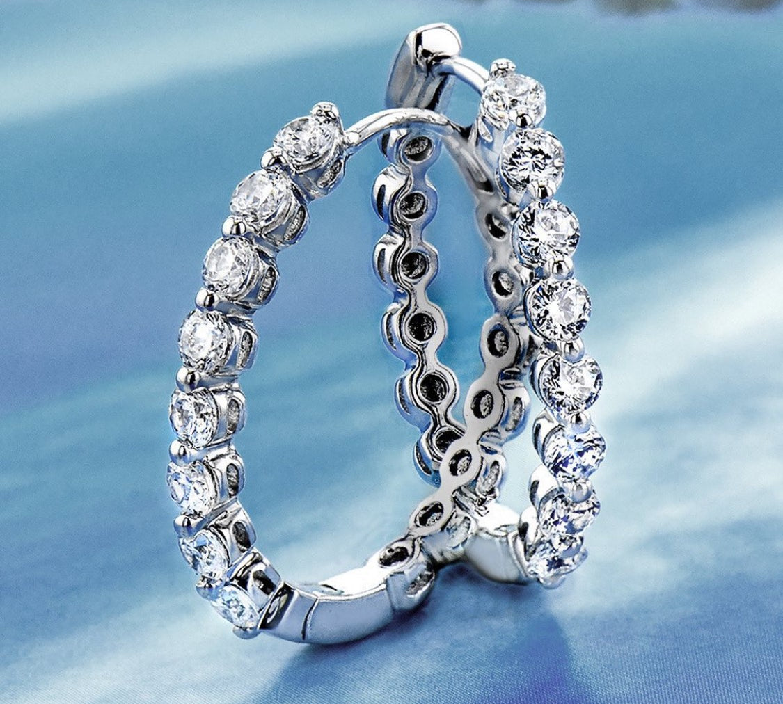 White Gold Diamond Hoops by Simon G