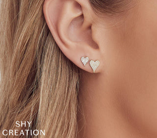 Diamond Pave Heart Earrings by Shy Creation