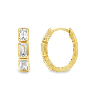 Emerald Cut Lab Grown Diamond Huggies