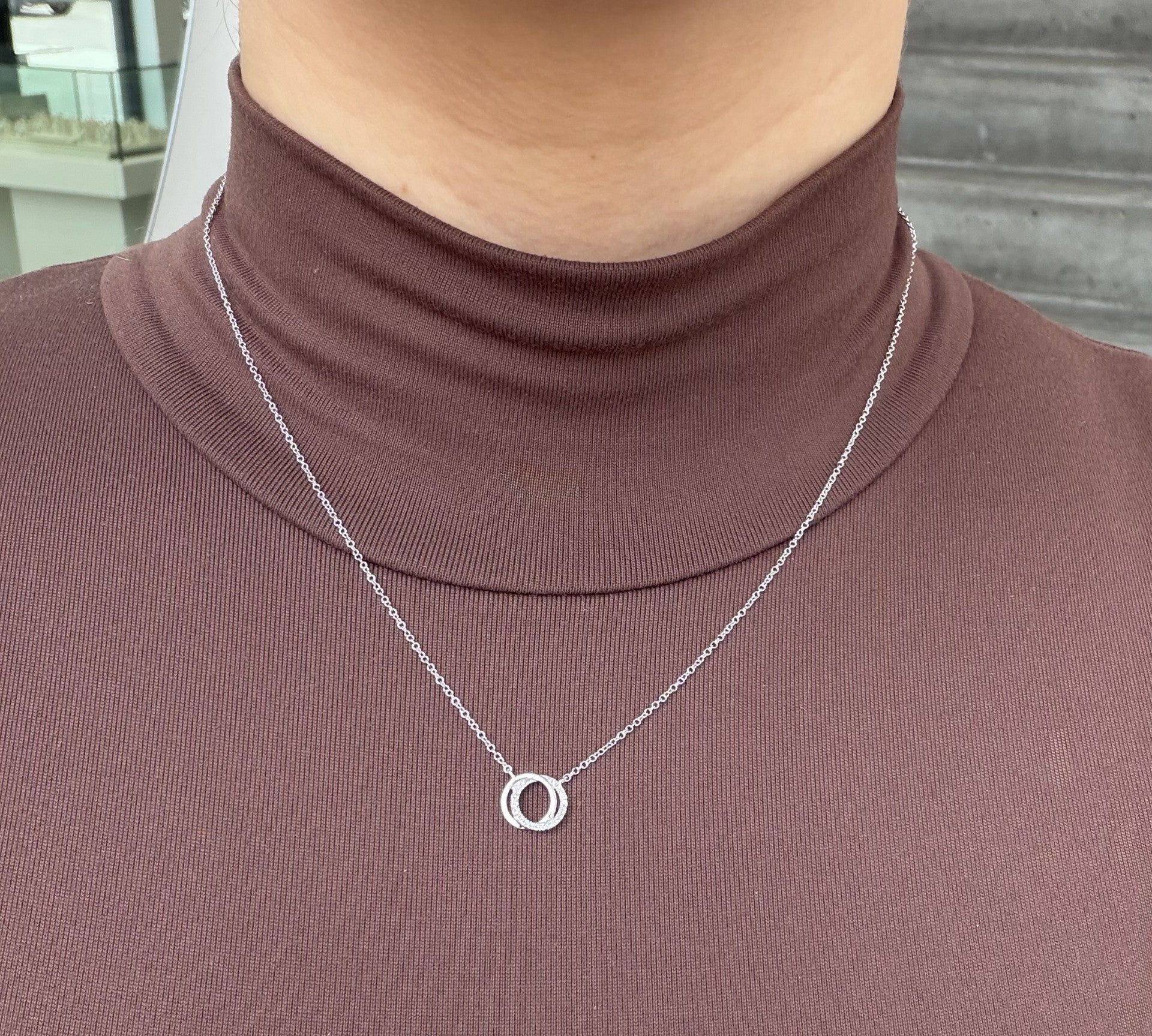 Diamond Love Knot Circle Necklace