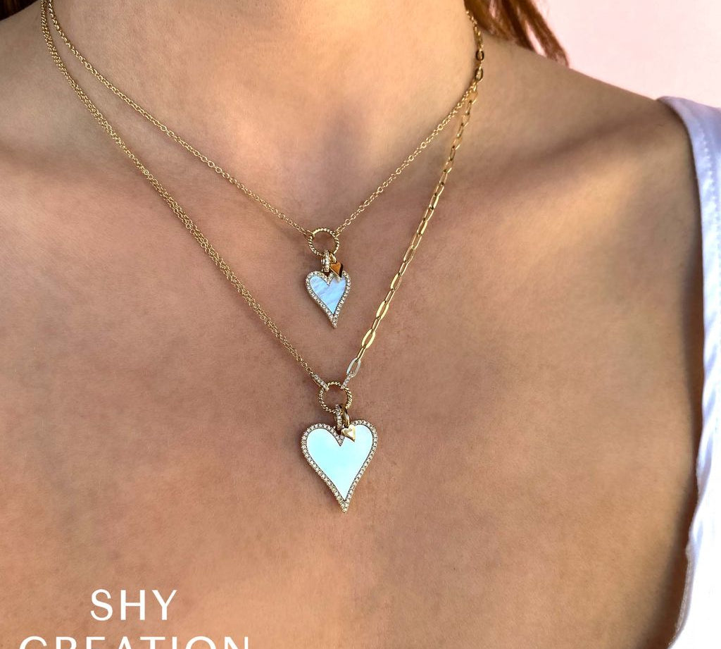 Mother of Pearl Heart Necklace by Shy Creation