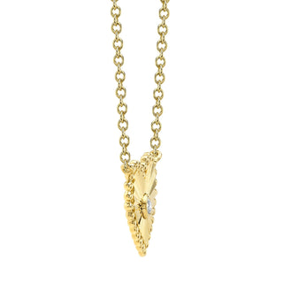 Diamond Bezel Ribbed Heart Necklace by Shy Creation