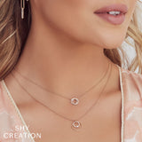 Diamond Love Knot Circle Necklace by Shy Creation