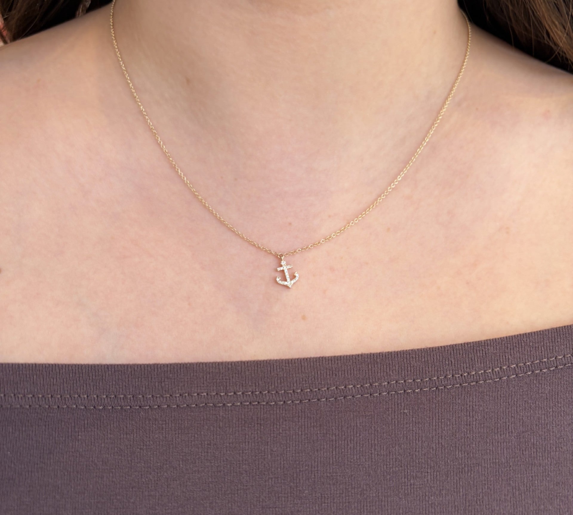 Diamond Anchor Necklace by Shy Creation