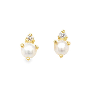 Dainty Pearl & Lab Grown Diamond Studs