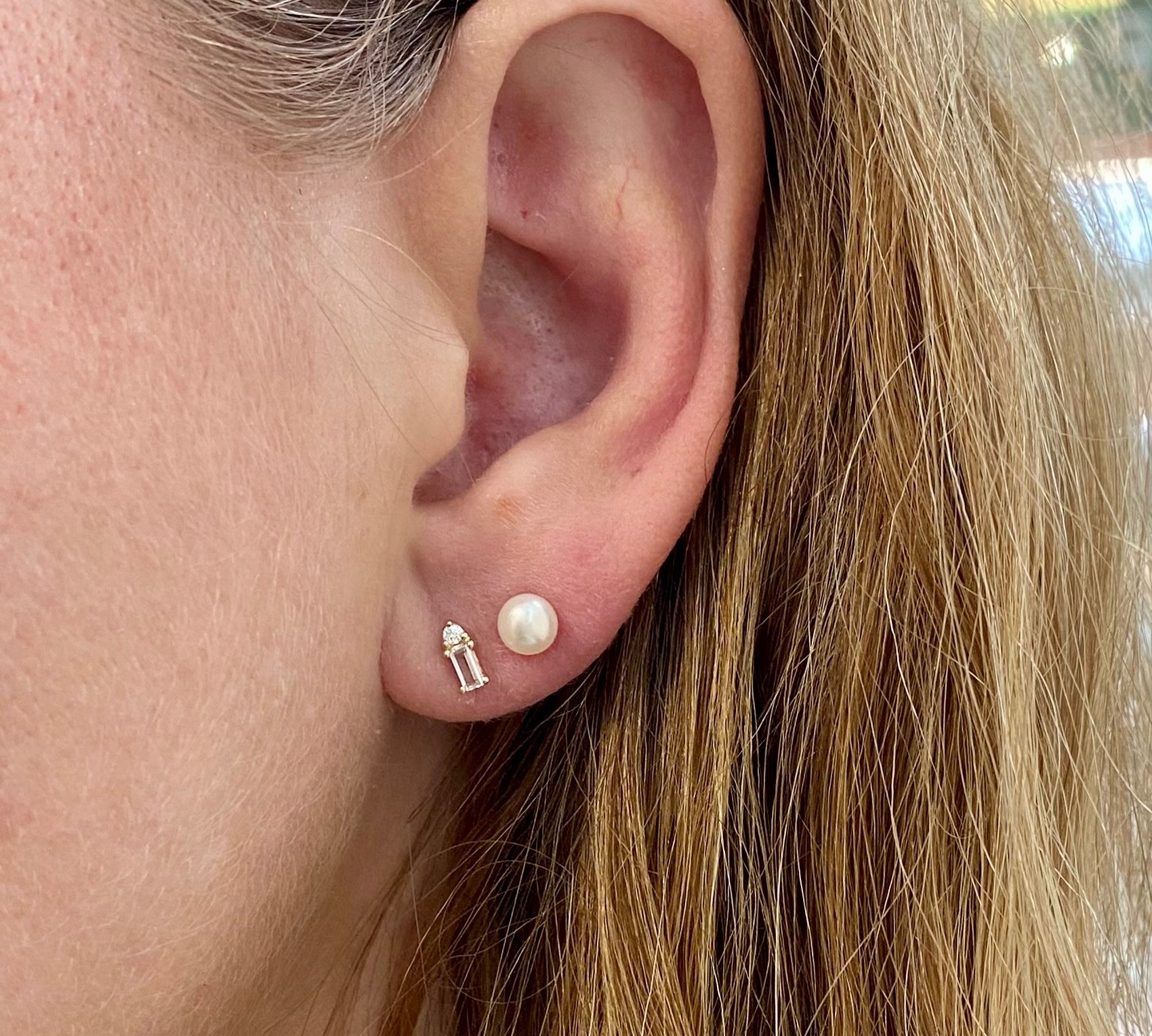 White Topaz & Lab Grown Diamond Studs