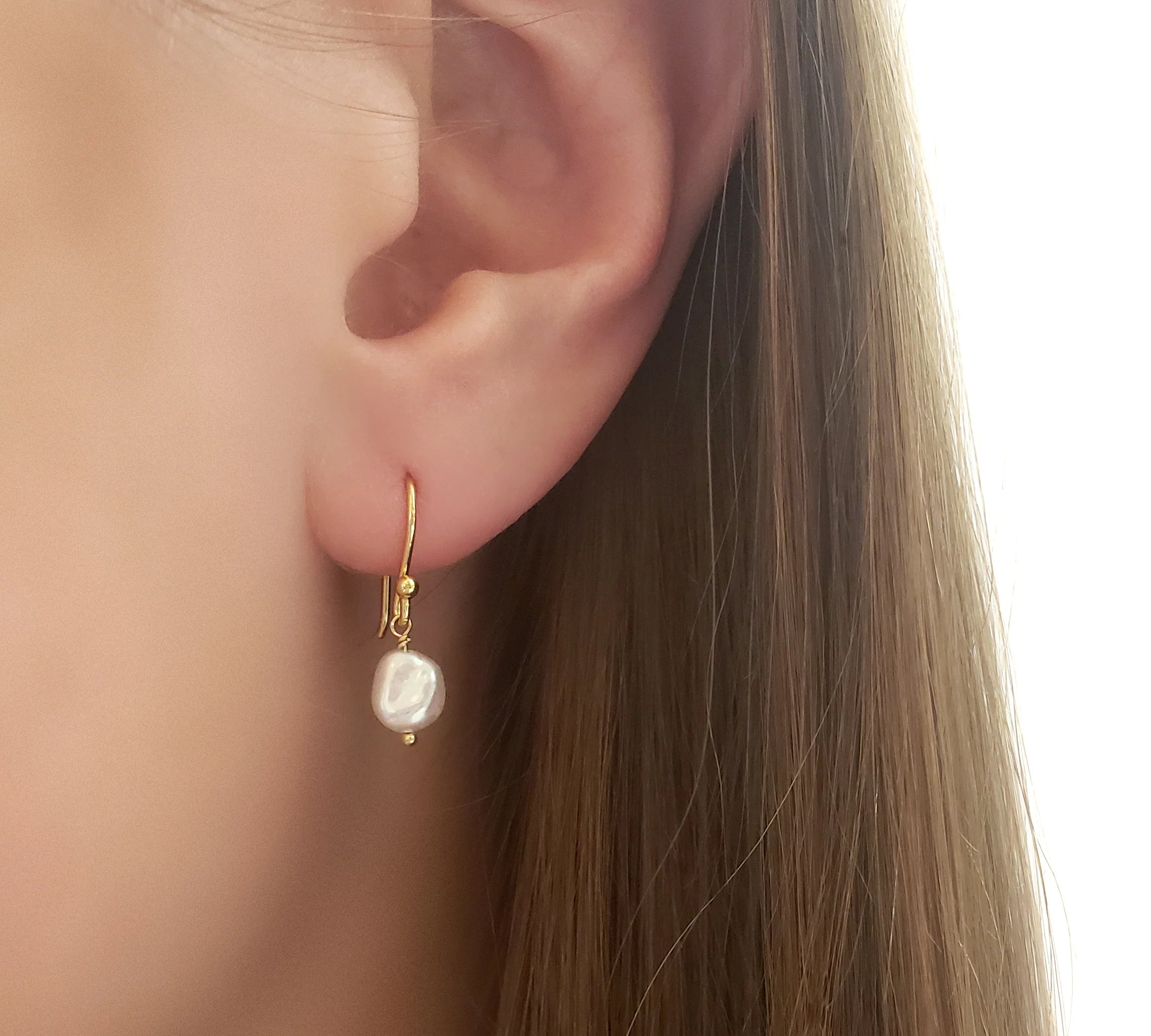 Freshwater Nugget Pearl Earrings by Anne Sportun