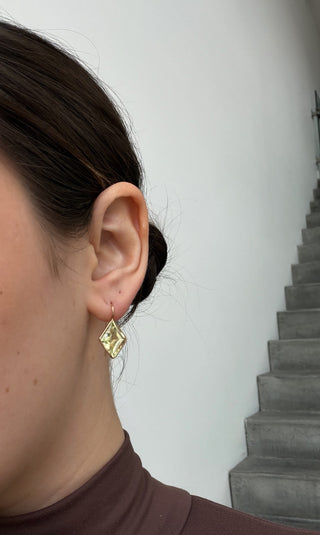 Lemon Quartz Bezel Drop Earrings