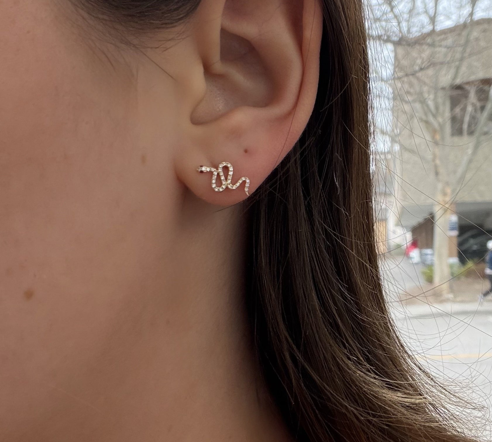 Diamond & Ruby Snake Earrings by Shy Creation