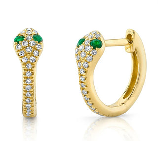 Diamond & Emerald Snake Huggies by Shy Creation