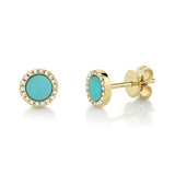 Turquoise & Diamond Studs by Shy Creation