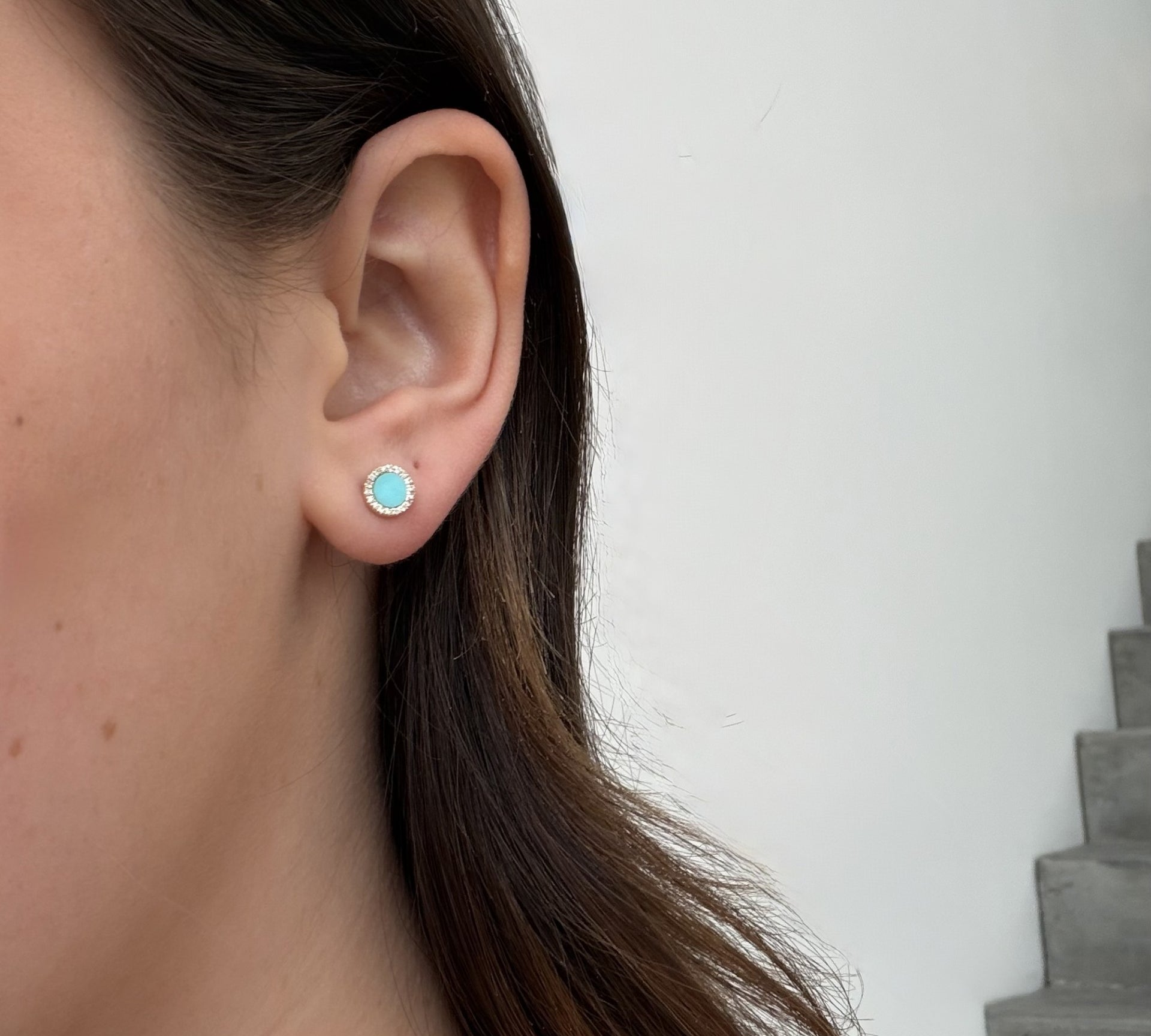 Turquoise & Diamond Studs by Shy Creation