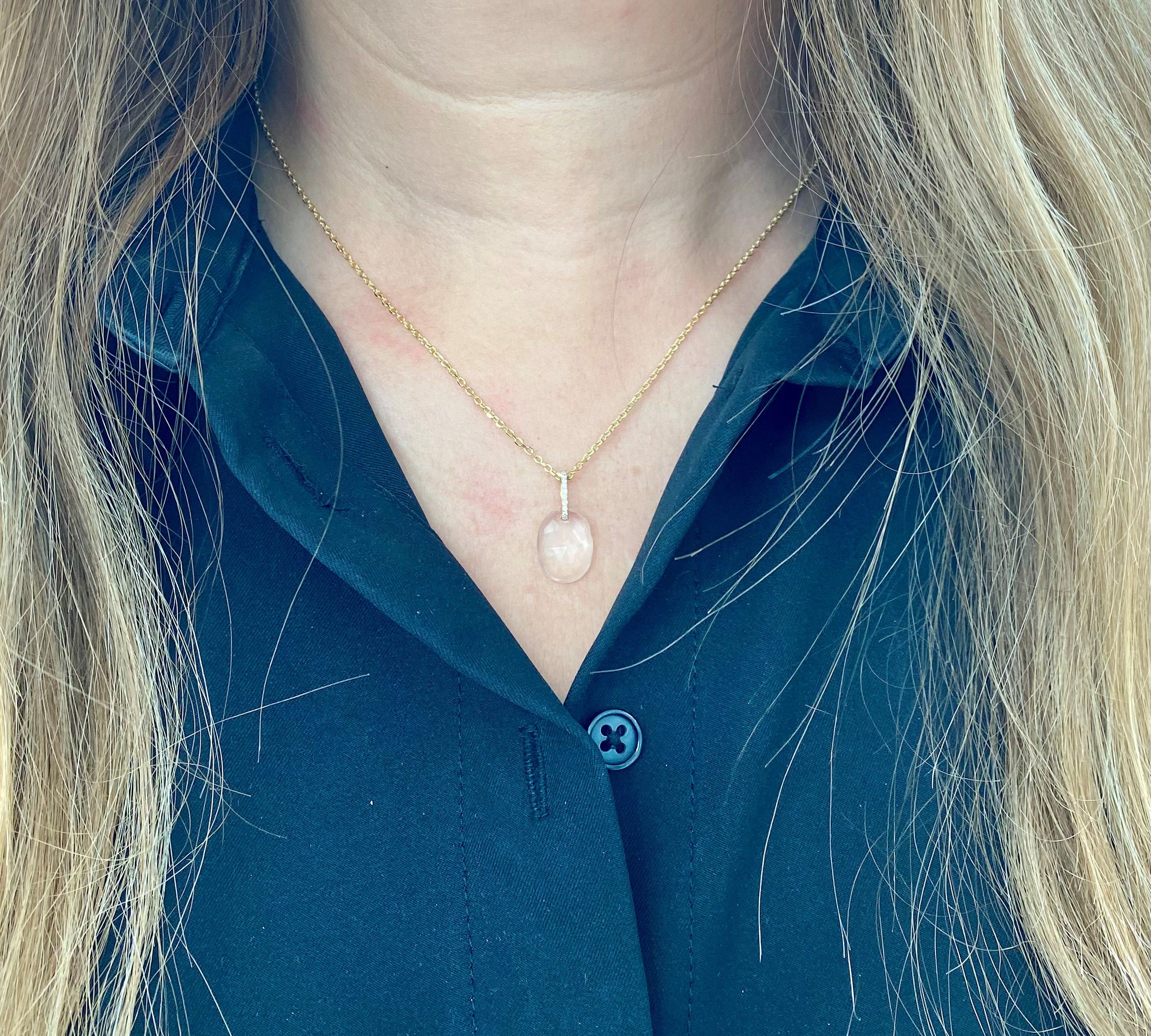 Rose Quartz & Lab Grown Diamond Pendant