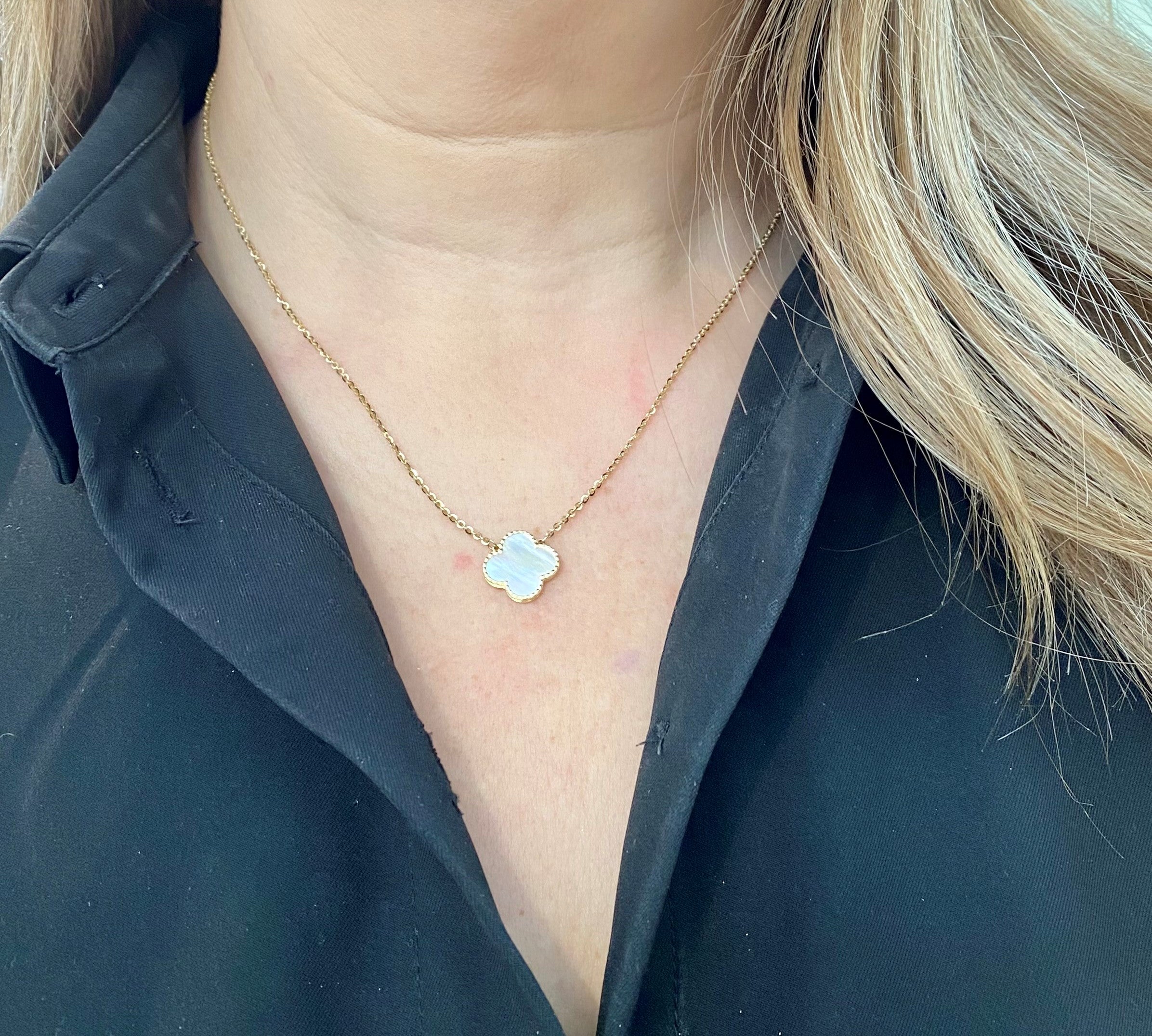 Mother of Pearl Clover Necklace