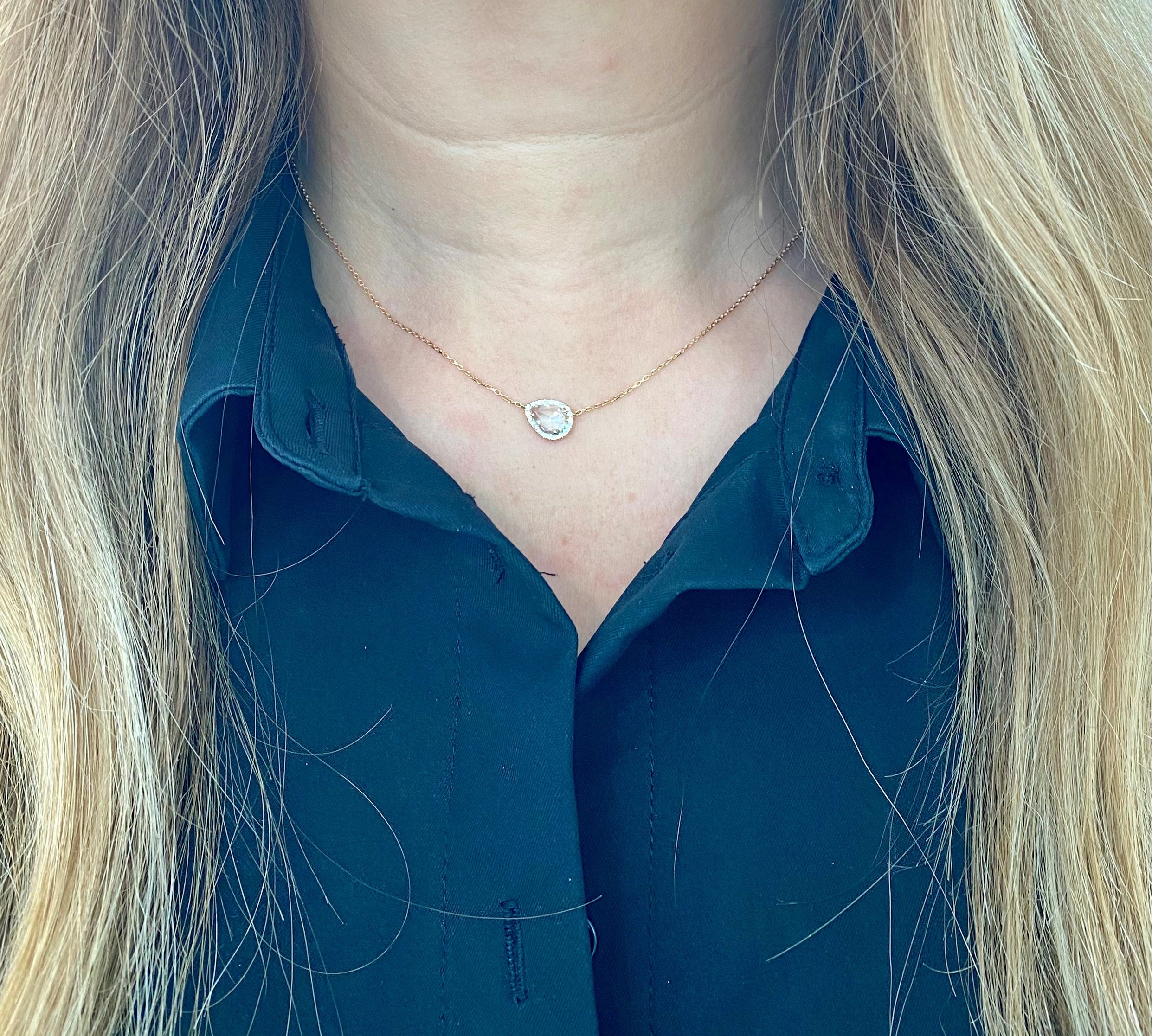 Pear White Sapphire & Lab Grown Diamond Necklace