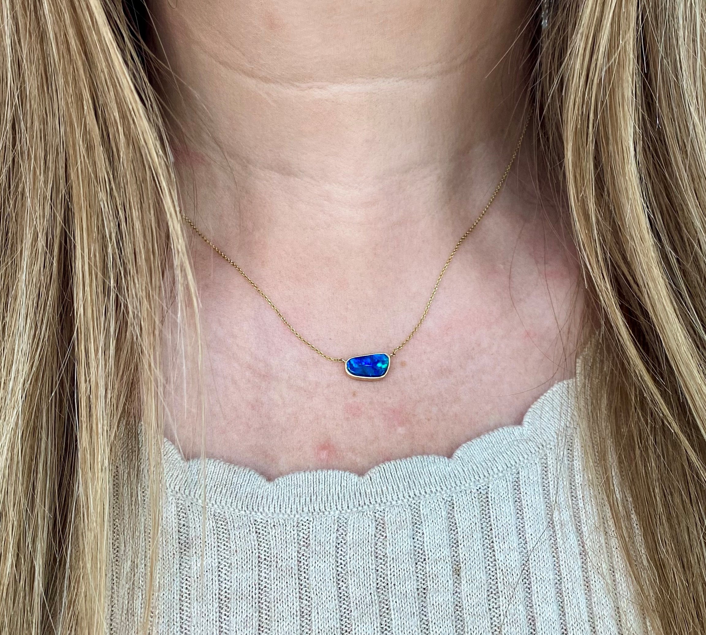 Blue Green Opal Necklace
