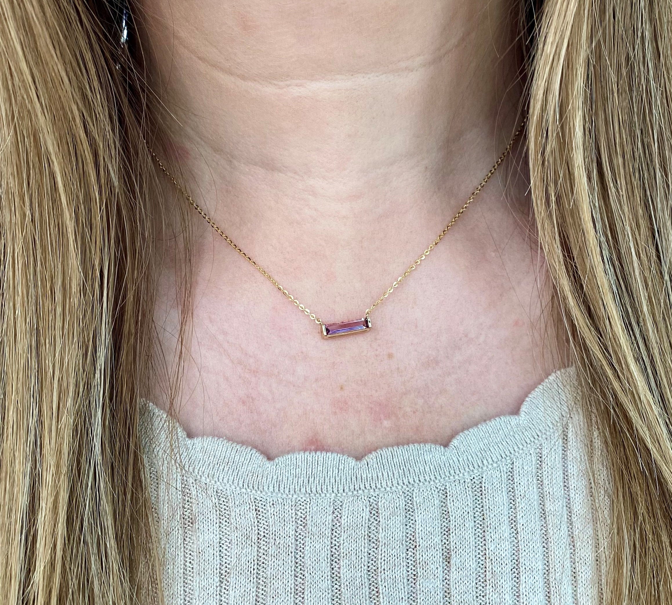 East West Pink Tourmaline Necklace