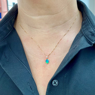 Oval Opal & Diamond Necklace