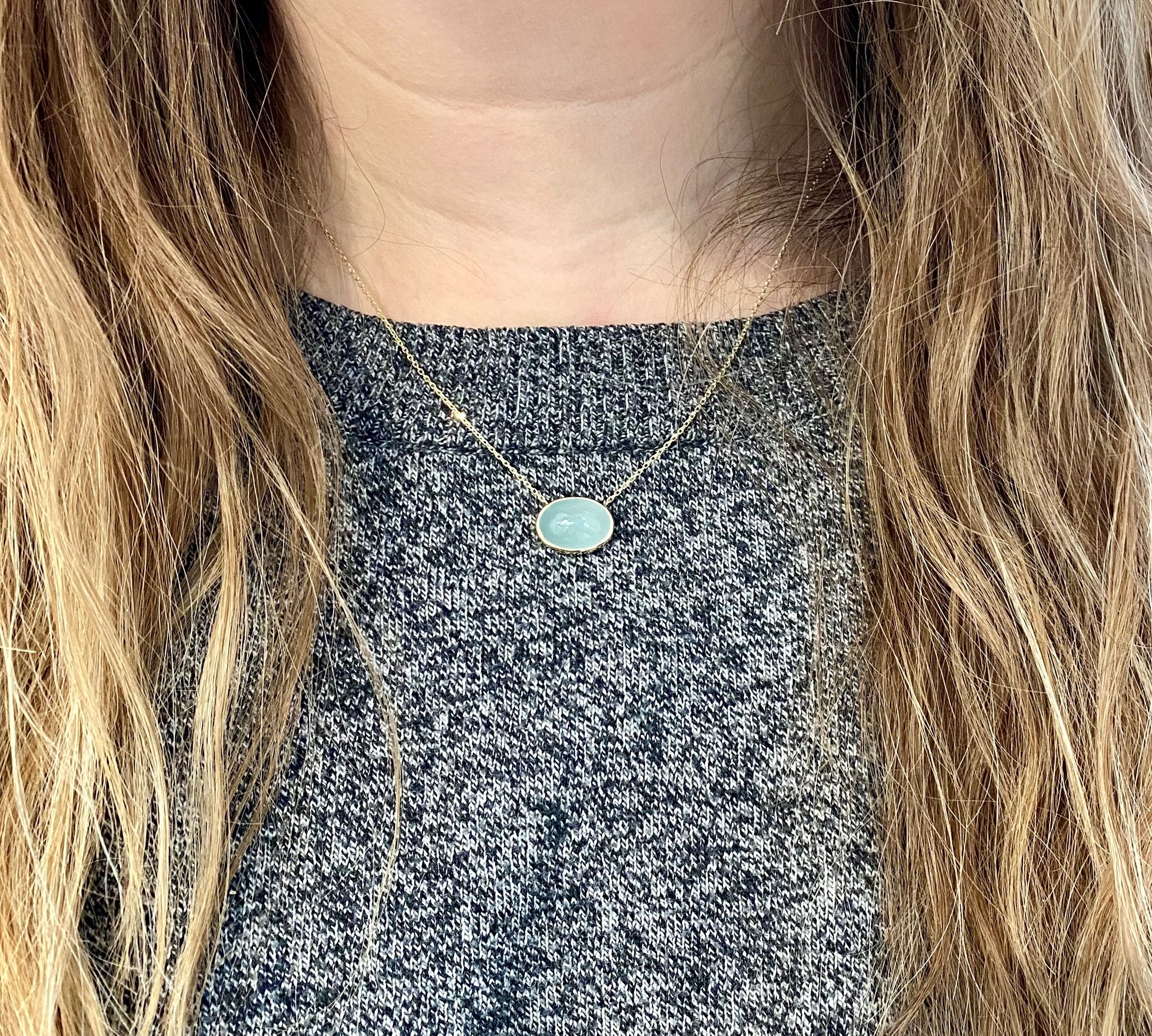 Green Oval Chalcedony Necklace