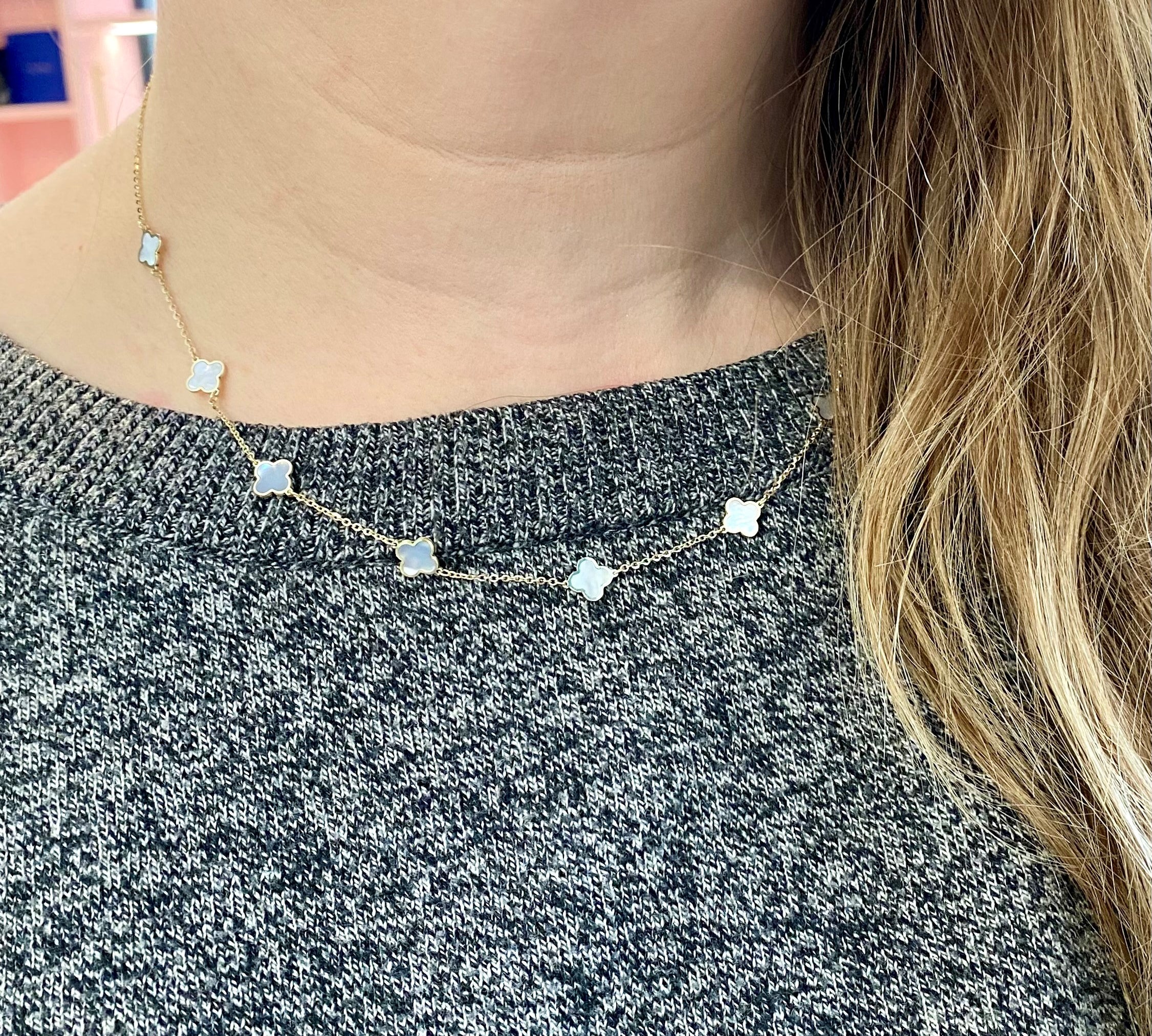 Mother of Pearl Clover Necklace