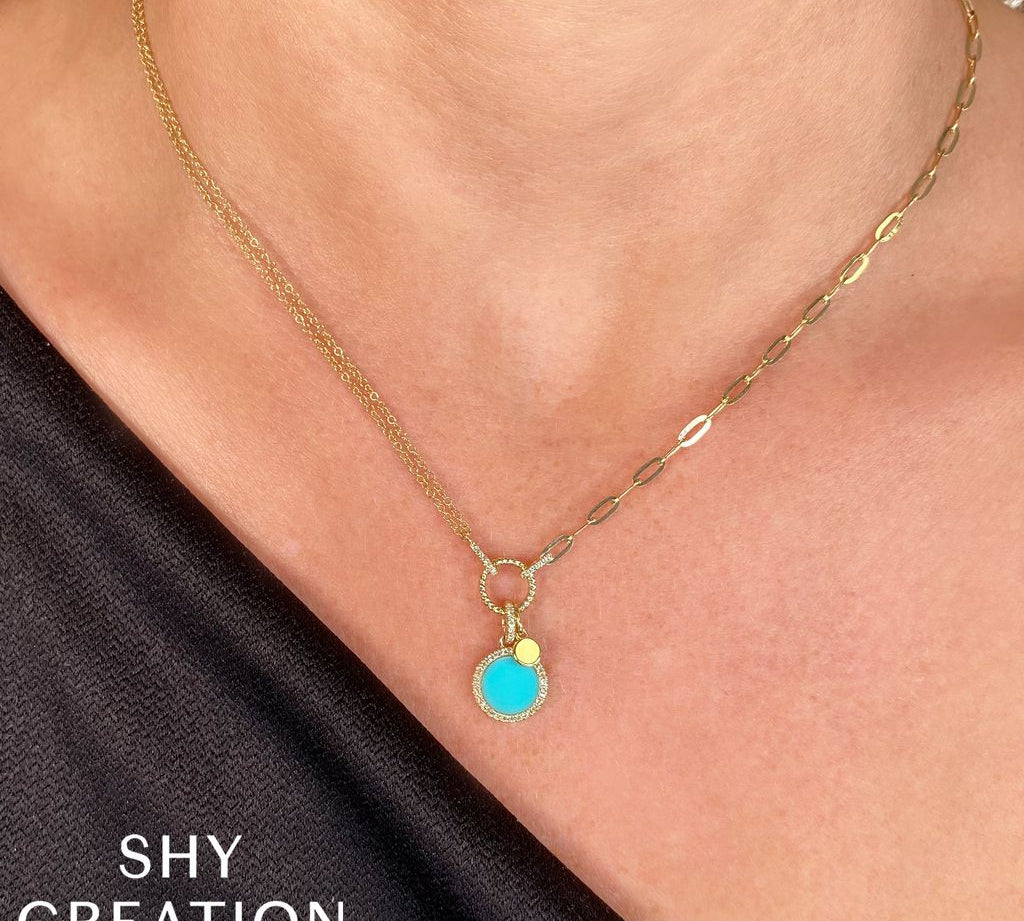 Turquoise & Diamond Necklace by Shy Creation