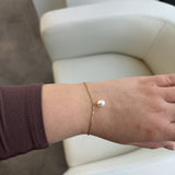 Tiny Oval Pearl Elongated Box Chain Bracelet