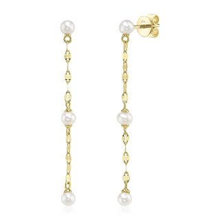 Cultured Pearl Drop Station Studs by Shy Creation