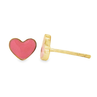 Pink Enamel Heart Studs