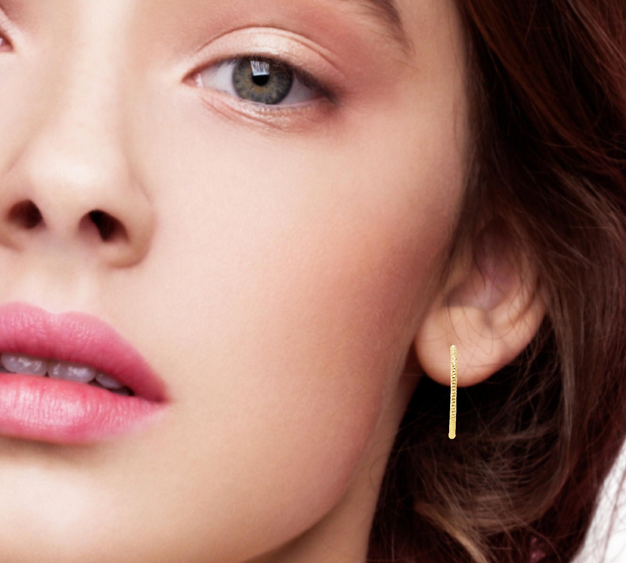 18K Gold Plated Dainty Textured Hoops
