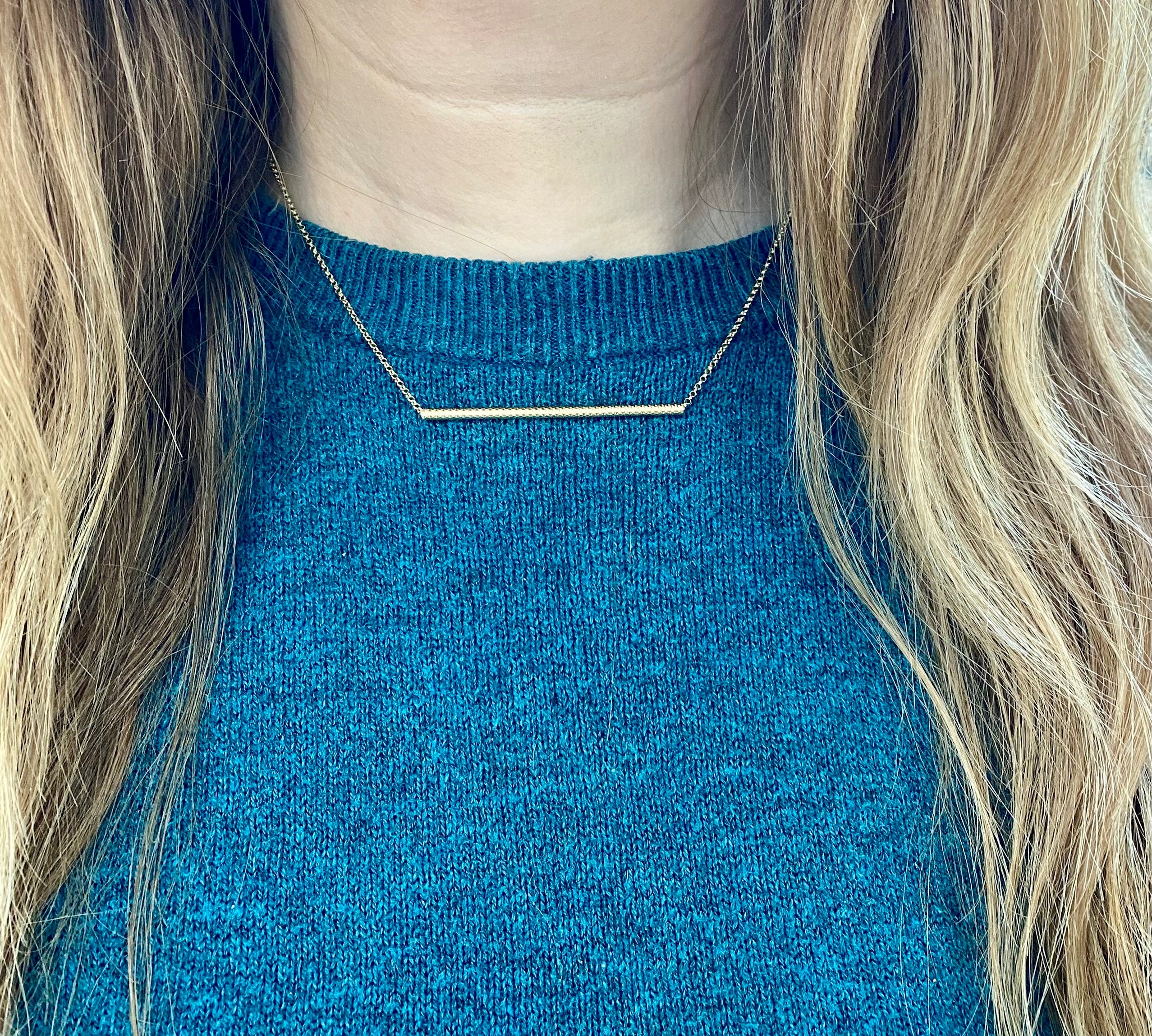 18K Yellow Gold Plated Bar Necklace
