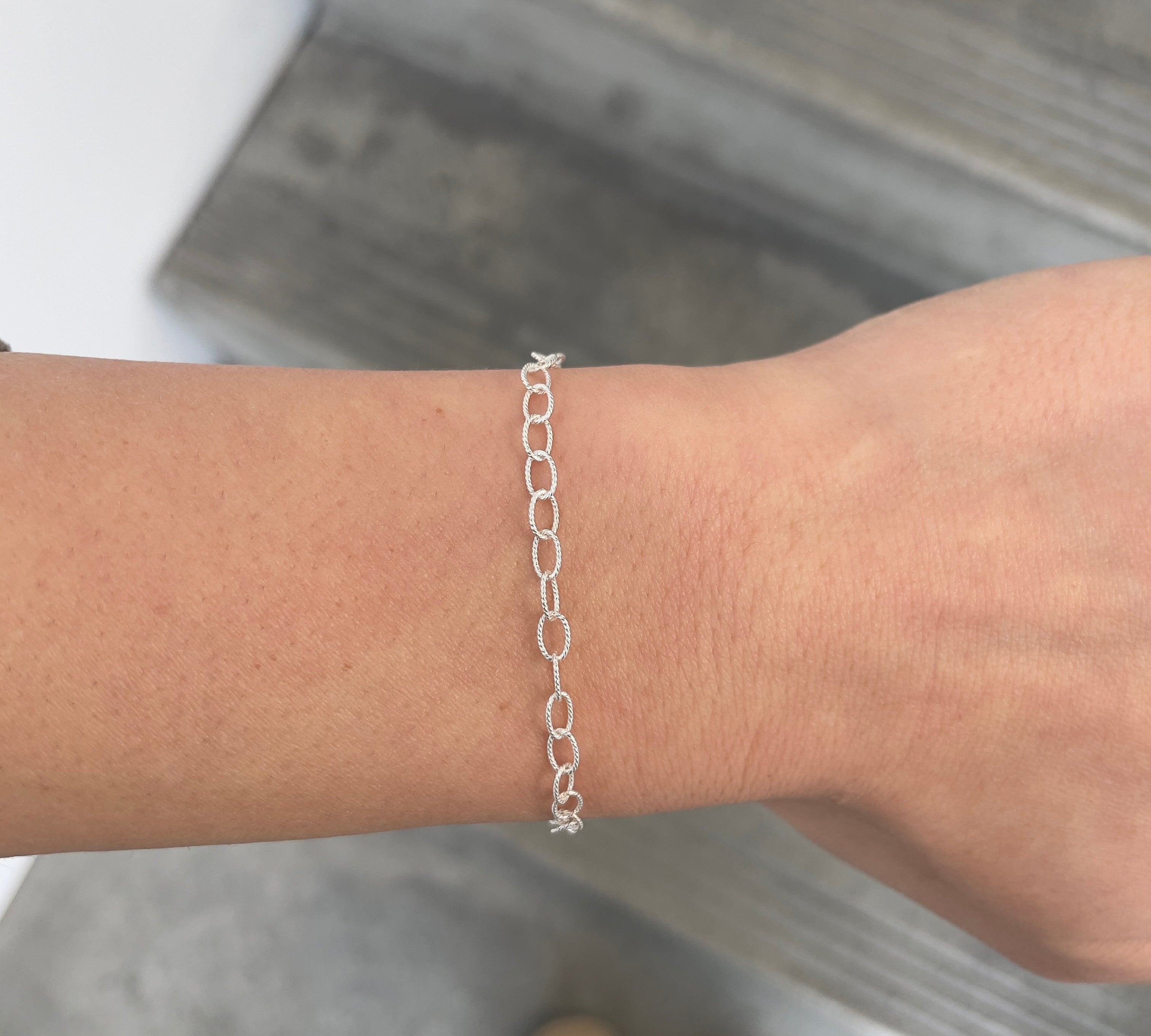 Textured Silver Link Bracelet