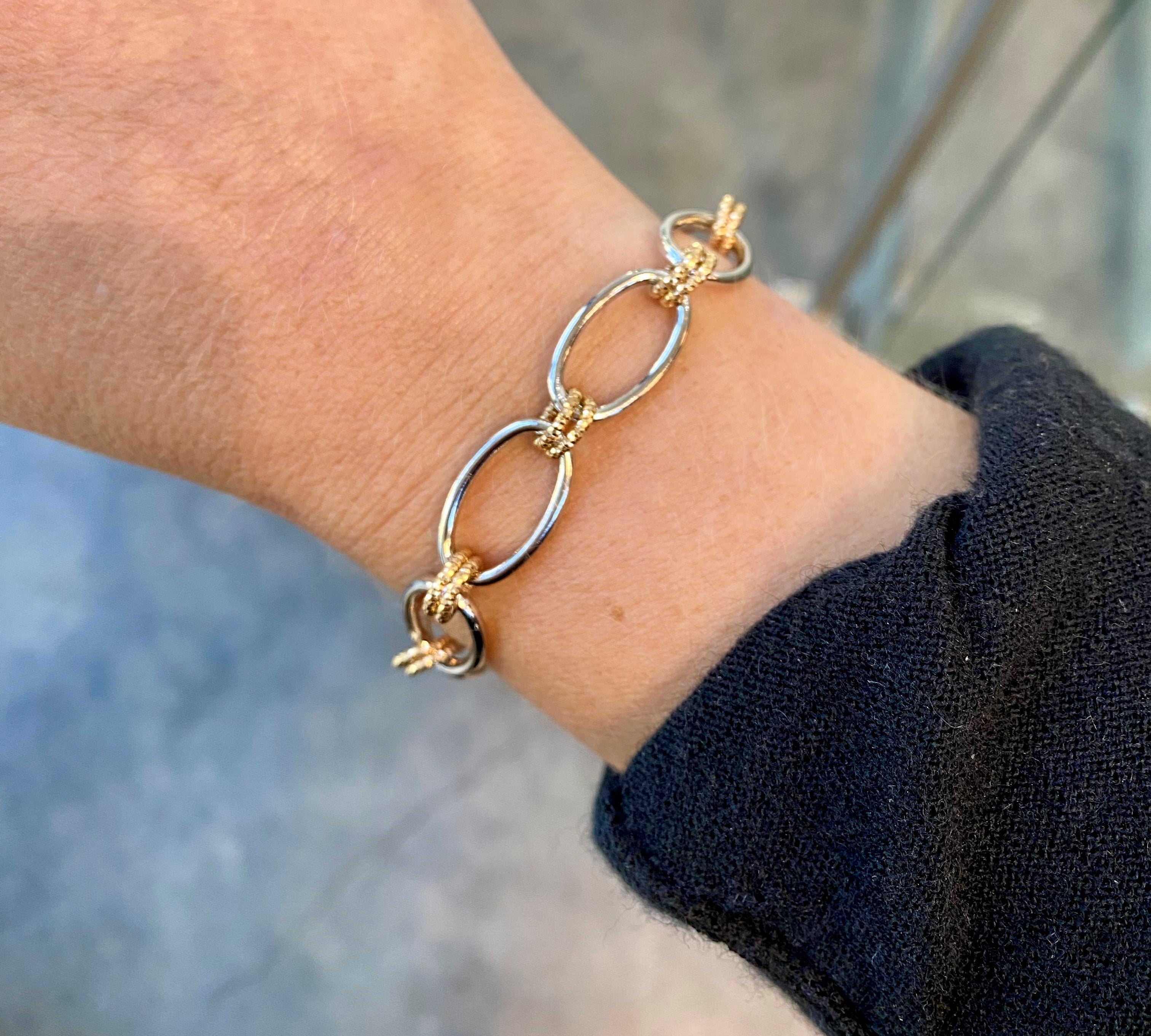 Two Tone Silver & 18K Gold Plated Bracelet
