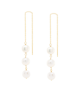 *Limited Edition* Triple Coin Pearl Threader Earrings