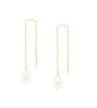 *Limited Edition* Oval Pearl Threader Earrings