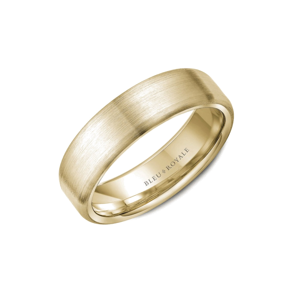A brushed yellow gold wedding band