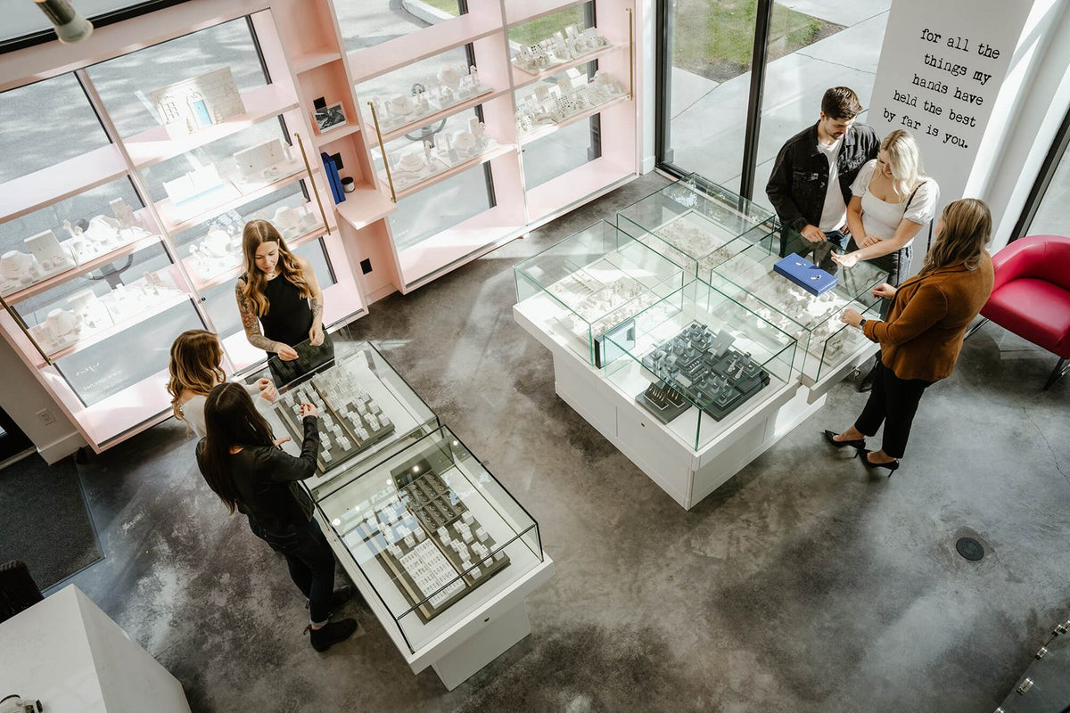 Inside Perrara Fine Jewelry in Kelowna, seen from above