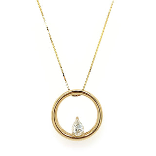 Pear Diamond Circle Necklace