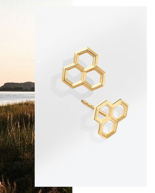 Birks Bee Chic | Yellow Gold Hexagons Stud Earrings